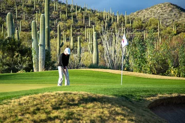 Stickers pour porte Arizona Woman playing golf in Tucson Arizona