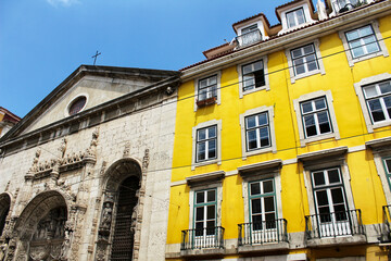 Fototapeta na wymiar Nossa Senhora da Conceicao church facade in Lisbon