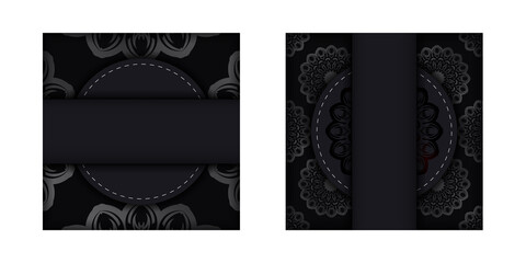 Set Template Congratulatory Brochure in black with gold abstract ornament
