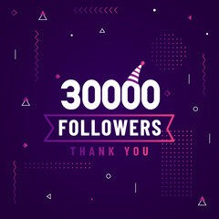 Thank you 30000 followers, 30K followers celebration modern colorful design.