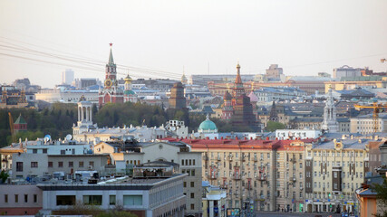 Fototapeta premium Moscow view towards Moscow city center roofs and Kremlin