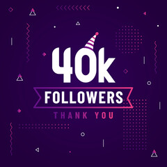 Thank you 40K followers, 40000 followers celebration modern colorful design.