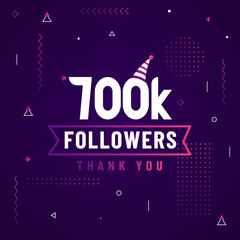 Thank you 700K followers, 700000 followers celebration modern colorful design.