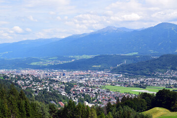 Fototapeta na wymiar View on Innsbruck from a nearby mountain