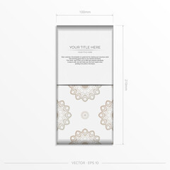 Stylish vector Template for print design postcard White color with vintage patterns. Preparing an invitation with a Greek ornament.