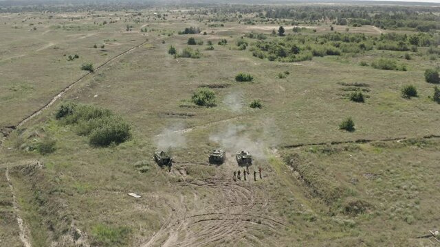 Army, Weapons, Soldiers, Tanks, Pikhote. Aerial photography.
