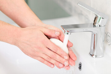 thorough hand washing with soap and water to prevent coronavirus - Image