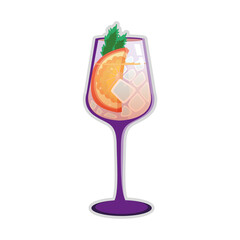 Isolated tropical cocktail with a slice of orange and ice Vector