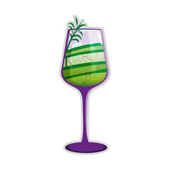 Isolated tropical cocktail with a leaf and ice Vector