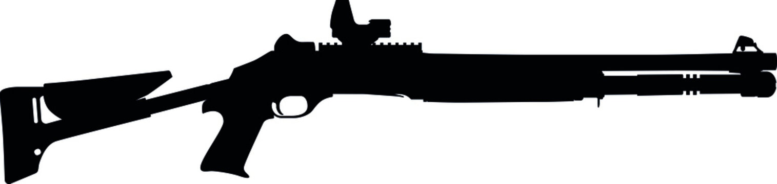 90-M4 M1014 Tactical - Shotguns pump action shotgun, pumpgun. Detailed realistic silhouette