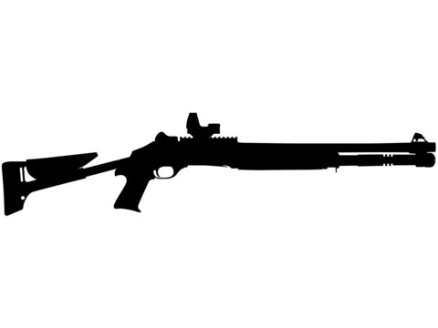 90-M4 M1014 Tactical - Shotguns pump action shotgun, pumpgun. Detailed realistic silhouette