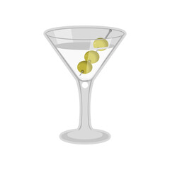 Isolated tropical cocktail drink with olives on a stick Vector
