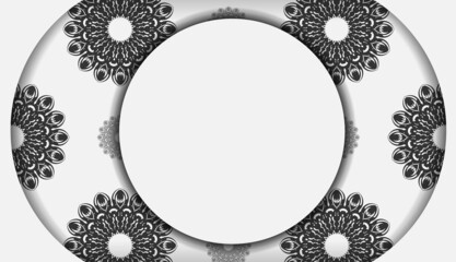Template for print design postcards White colors with mandala ornament. Vector Prepare your invitation card with a place for your text and black patterns.