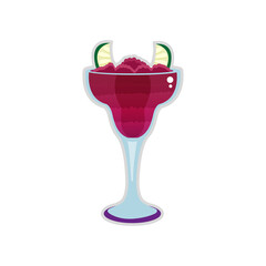 Isolated cold tropical cocktail with slices of lemon and ice Vector