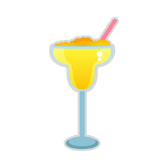 Isolated cold tropical cocktail with ice Vector