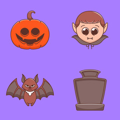 set of halloween element illustration