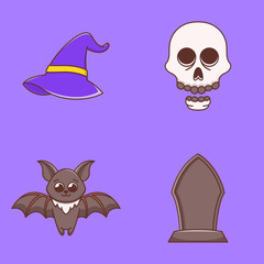 set of halloween element illustration