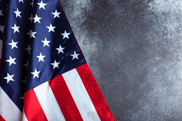 American flag on grunge background  - Image
