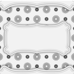 Vector Template for print design postcard White colors with mandala ornament. Preparing an invitation with a place for your text and black patterns.