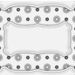 Vector white color postcard design with black mandala ornament. Invitation card design with space for your text and patterns.