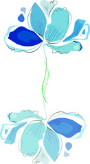 Watercolor transparent flower sets isolated on white background. All elements are editable. Abstract flowers to decorate postcards, textiles and clothing. It can also be used as a sketch for a tattoo.