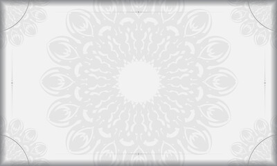 White banner template with mandala ornaments and place for your text. Print-ready design background with black ornaments.