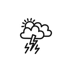 surprised weather cloud with sun and rain outline icon