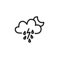 surprised weather cloud with sun and rain outline icon