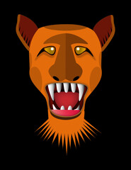 A tiger opens its mouth widely 