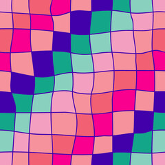 vector hand draw colorful square checkered background or texture