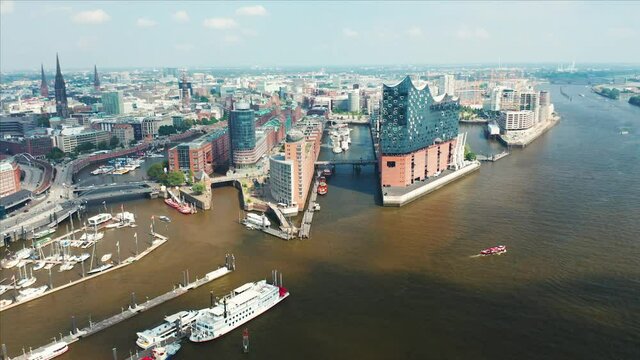 Hamburg Harbor aerial footage