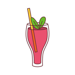 Isolated tropical cocktail icon with mint and a straw Vector
