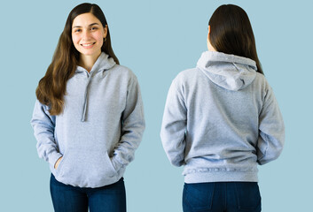 Beautiful woman with a print sweatshirt