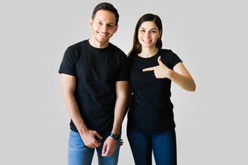 Boyfriend and girlfriend with fashion t-shirts