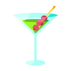 Isolated cocktail icon with cherries on a stick Vector