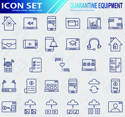 quarantine and icons set