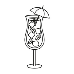 Isolated tropical cocktail icon with mint and ice Vector