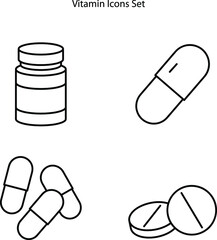vitamin icons set isolated on white background. vitamin icon thin line outline linear vitamin symbol for logo, web, app, UI. vitamin icon simple sign.