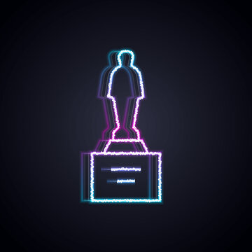 recommend clip art: Glowing neon line Movie trophy icon isolated on black background. Academy award icon. Films and cinema symbol. Vector