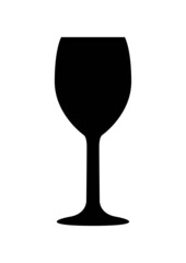 Wine glass icon. (Wine glass vector silhouette)