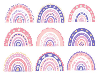 Pastel Pink and Purple Organic Rainbow Elements for Decoration