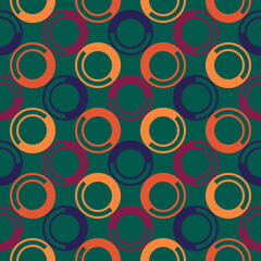 Naklejka premium Seamless pattern. Circles ornament. Geometric background. Polka dots motif. Ethnic wallpaper. Geometrical backdrop. Contemporary digital paper. Folk web designing. Tribal textile print. Vector image