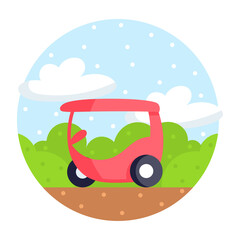 Isolated vehicle image on a camping sticker Vector
