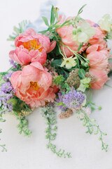 Peony spring wedding bridal bouquet. 