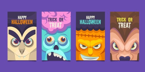 halloween card collection design vector illustration