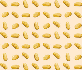 Seamless pattern with potato tubers vegetable harvest print summer