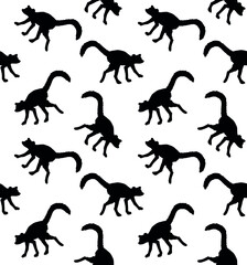 Vector seamless pattern of hand drawn doodle sketch lemur silhouette isolated on white background