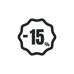 15 Percent Off, Discount Sign Banner or Poster. Special offer price signs
