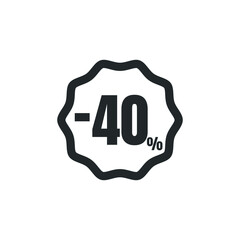 40 Percent Off, Discount Sign Banner or Poster. Special offer price signs