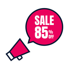 85 Percent Off, Discount Sign Banner or Poster. Special offer price signs